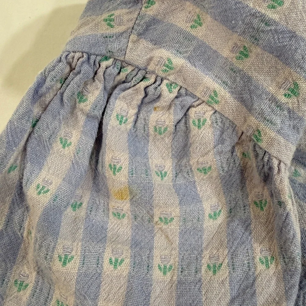 OshKosh B'gosh Vintage Dress Girls 6X Purple Gingham Cotton Floral Peter Pan USA